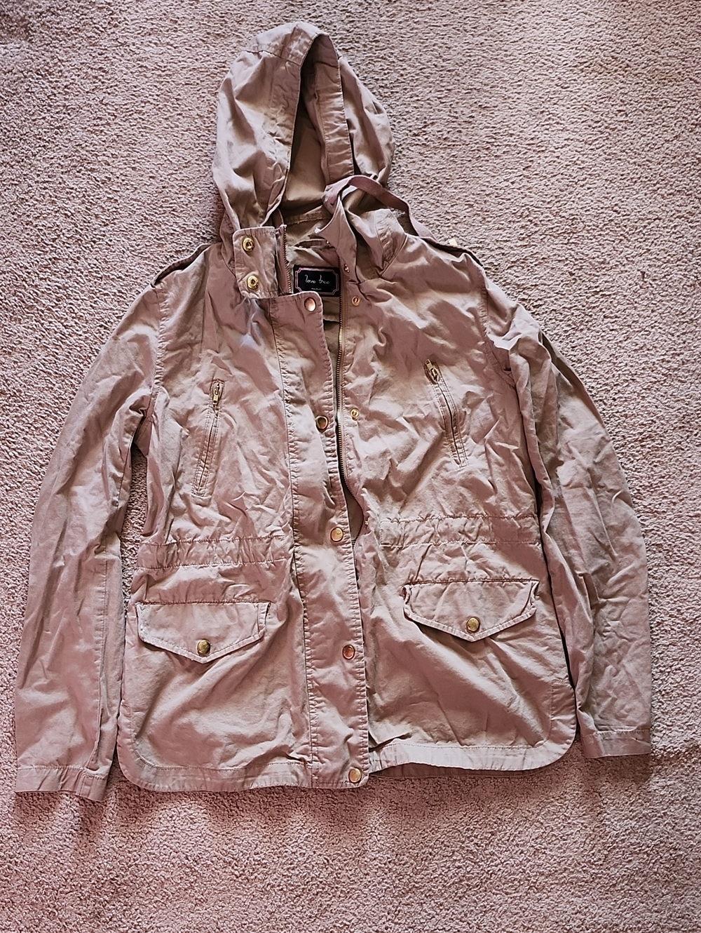 Women's Lightweight Hooded Utility Jacket - Taupe